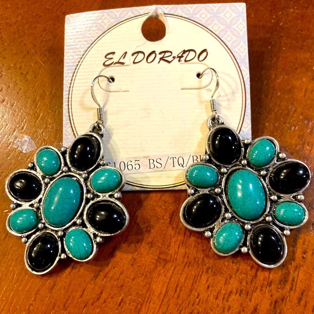 Black and turquoise earrings